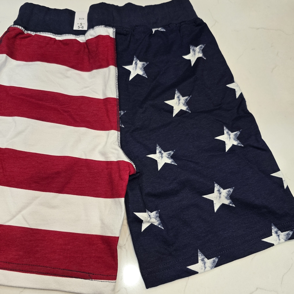 Sporto Kids Red and Blue Star Striped Shorts